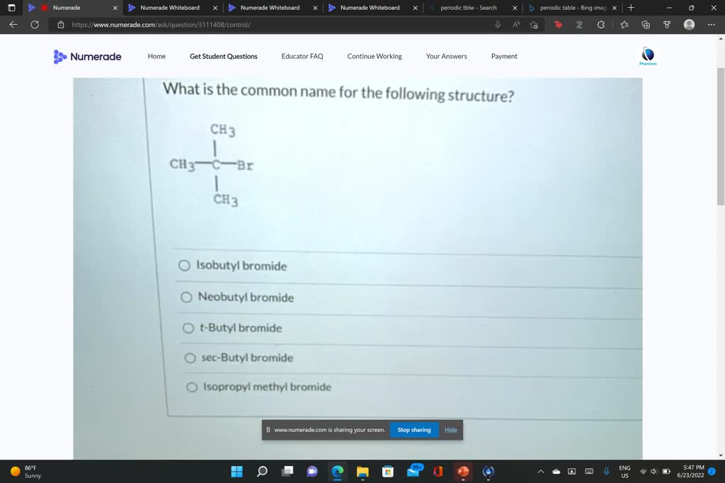 SOLVED 8 What is the name of this compound CH3 CH3 C Br CH₃ sec