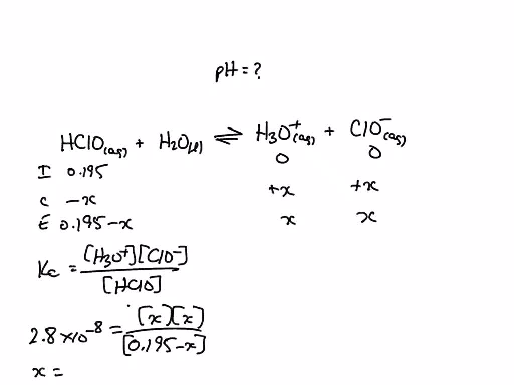 Solved Hypochlorous Acid Hclo Has An Acid Ionization Constant Ka