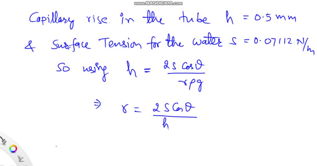 SOLVED Capillary Rise In The Glass Tube Used For Measuring Water Level