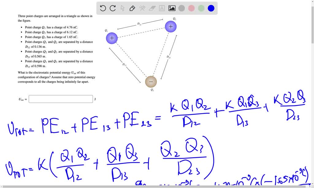 SOLVED Three Point Charges Are Arranged In A Triangle As Shown In The