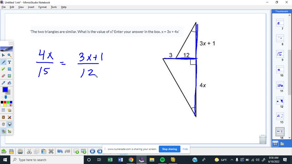 Solved The Two Triangles Are Similar What Is The Value Of X Enter