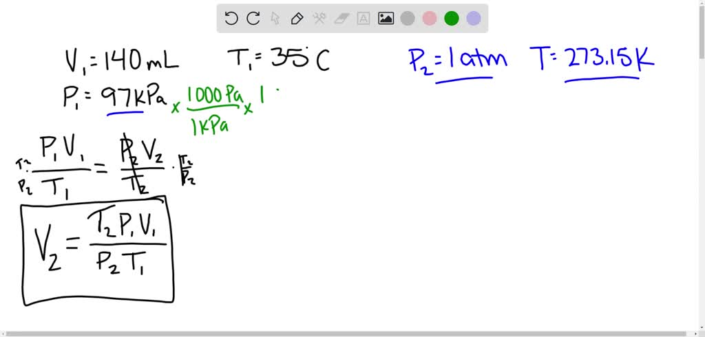 SOLVED A Gas Occupies A Volume Of 140 ML At 35 Degrees Celsius And 97