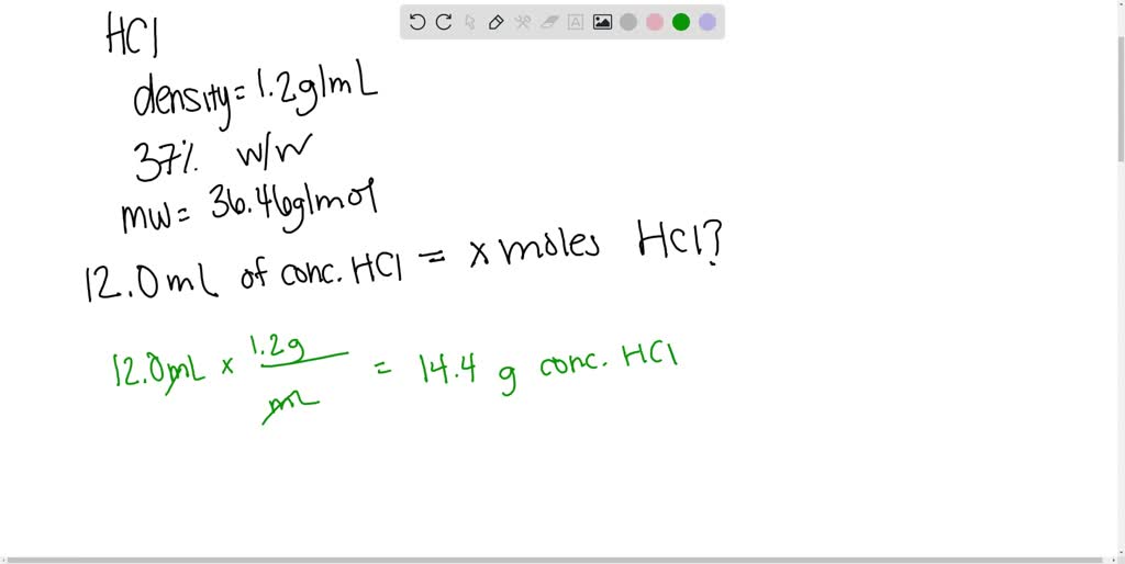 Solved Commercial Concentrated Hydrochloric Acid Has The Following