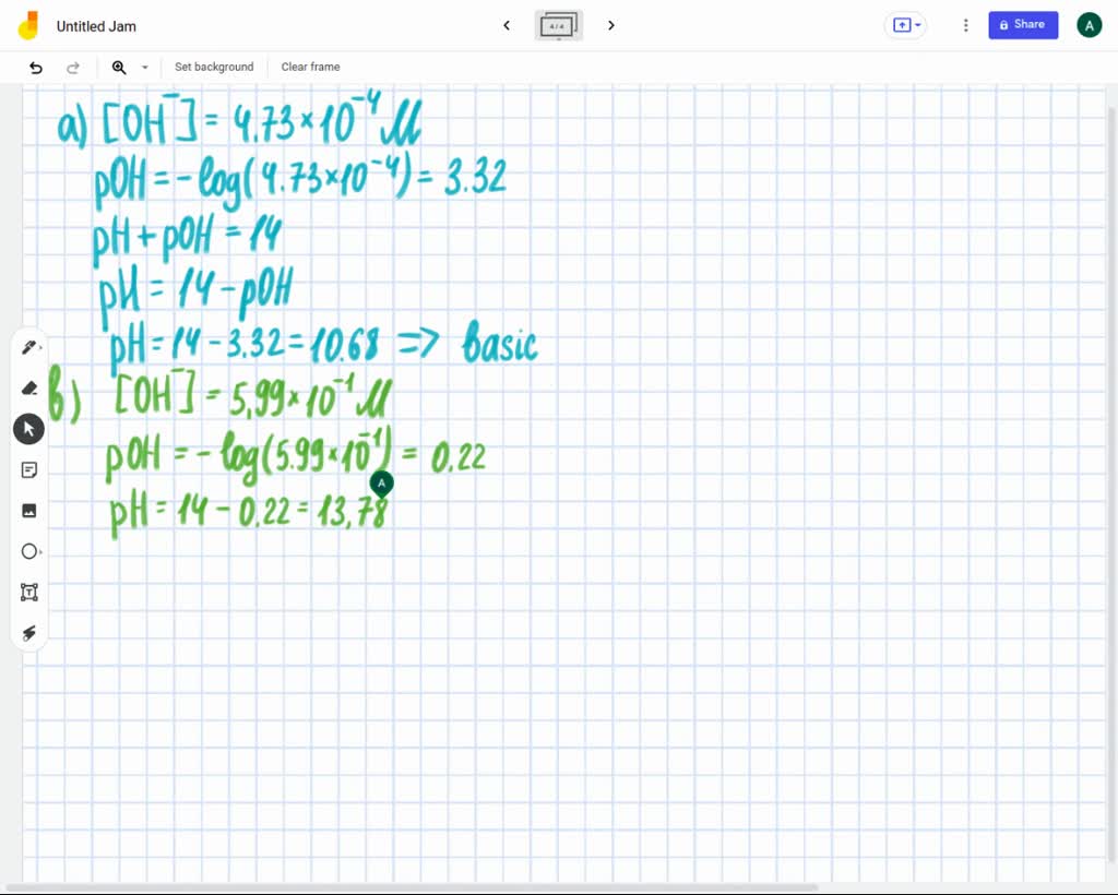 SOLVED Calculate The PH Corresponding To Each Of The Hydroxide Ion