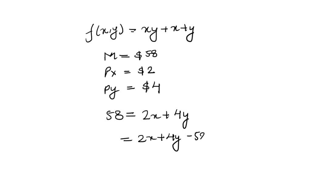 Solved Mr James Has A Utility Function U Xy X Y Where U Is A