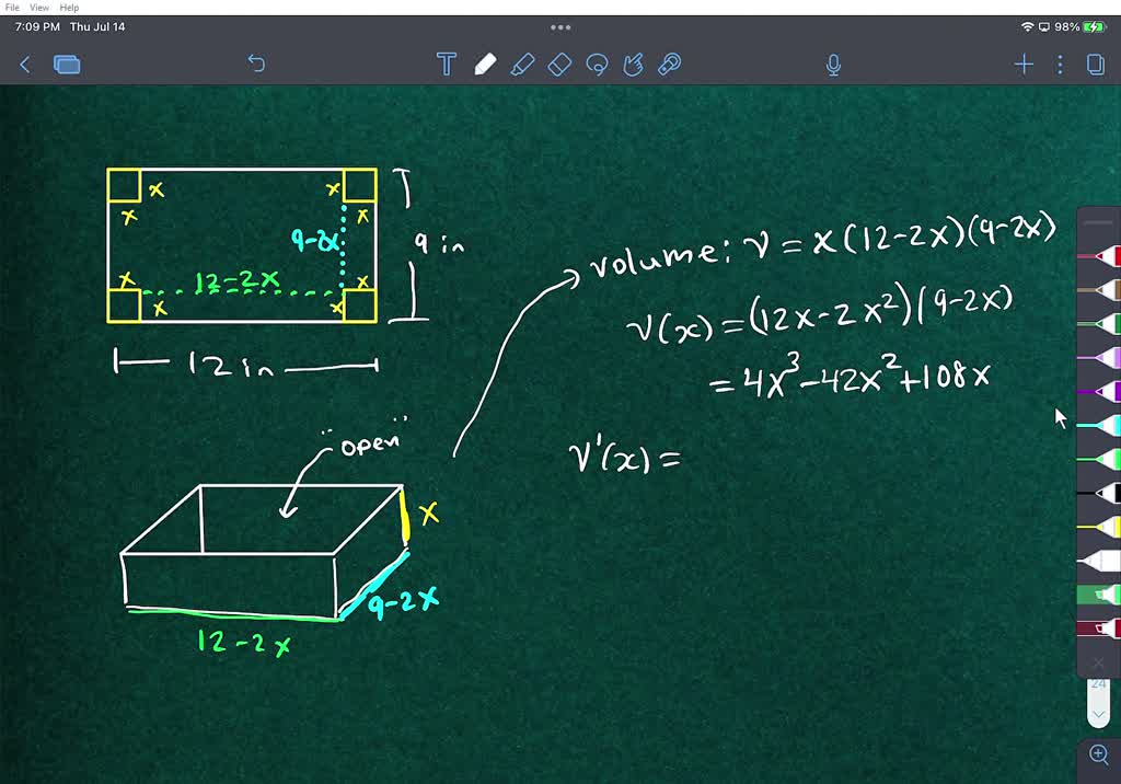 Solved Apiece Of Cardboard Measuring Inches By Inches Is Formed