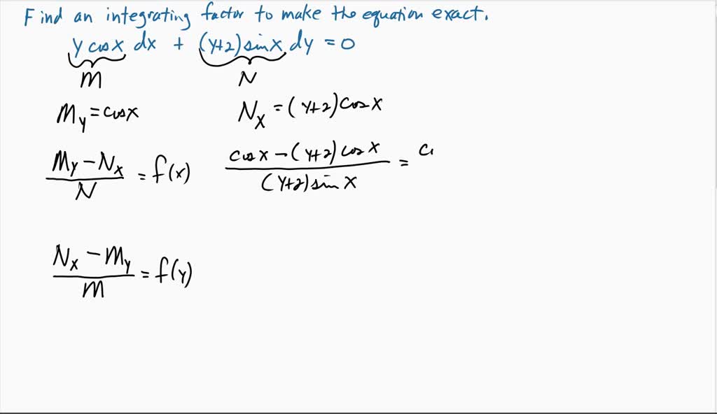 Solved Find An Integrating Factor To Make The Following De Exact Zy