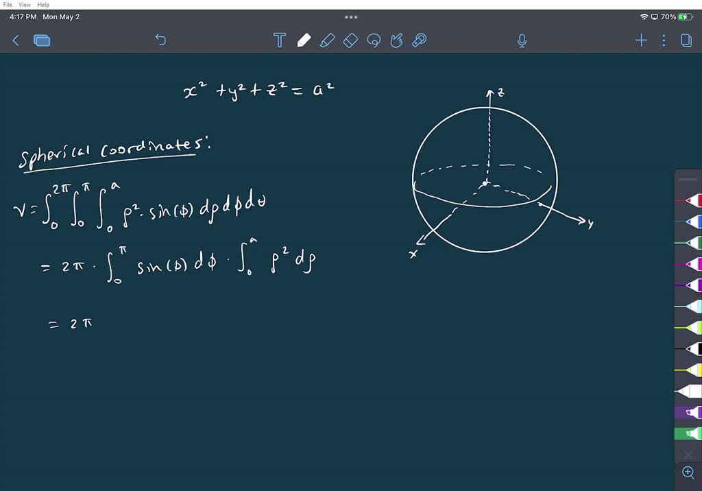 SOLVED Calculate The Volume Of The Sphere X 2 Y 2 Z 2 A 2 Using Both