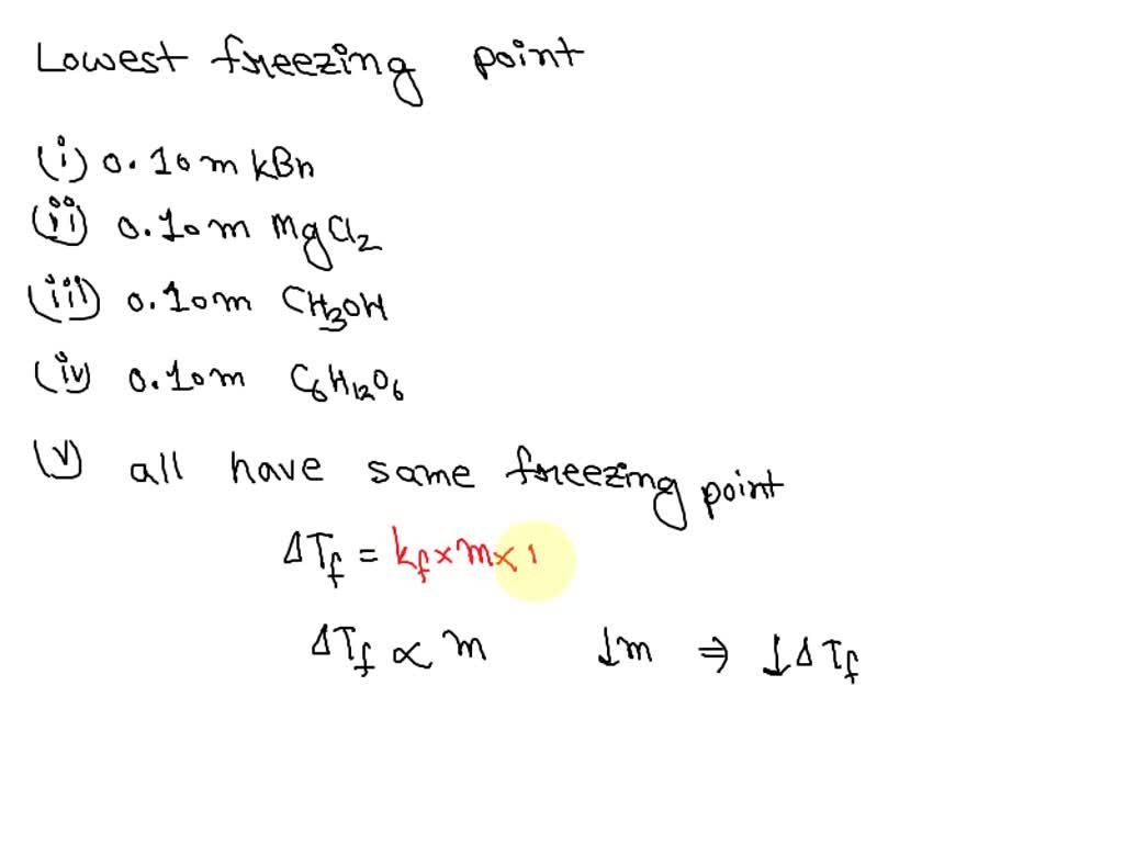 SOLVED Which Aqueous Solution Has The Lowest Freezing Point 0 1M KBr