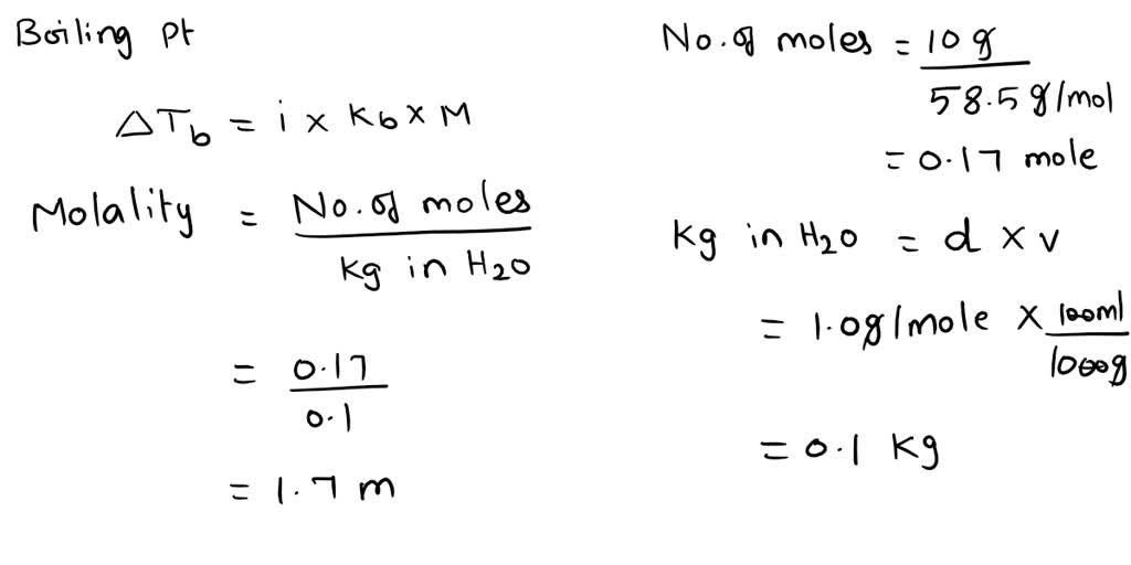 Solved Calculate The Boiling Point And Freezing Point Of An Aqueous