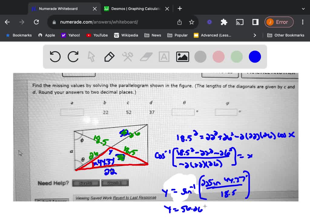 SOLVED Find The Missing Values By Solving The Parallelogram Shown In