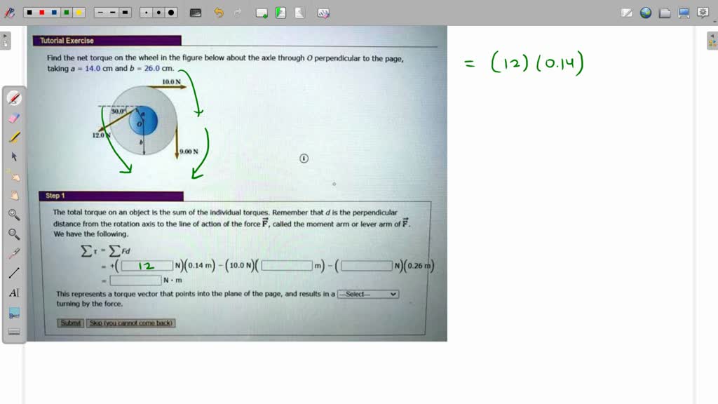 Solved A Motor Is Exerting A Clockwise Torque On A Wheel With A