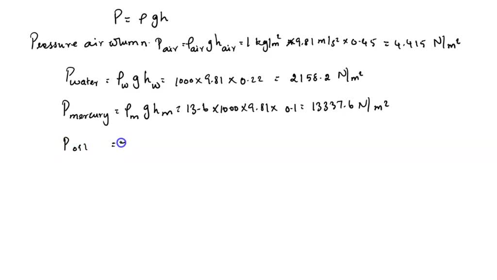 Solved Q B A Multi Fluid Manometer Is Shown In Figure Q B