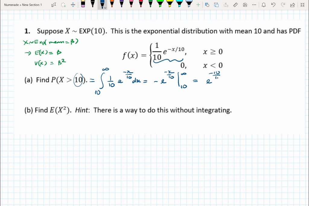 SOLVED Suppose X EXP 10 This Is The Exponential Distribution With