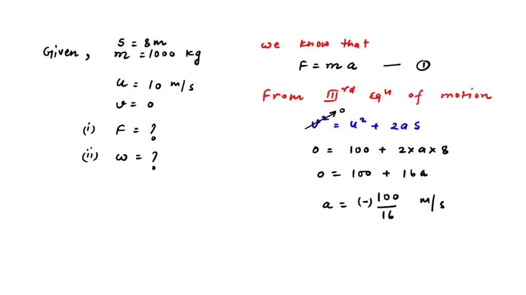 Solved A Car Of Mass Kg Moving With A Speed Of M S Stops After