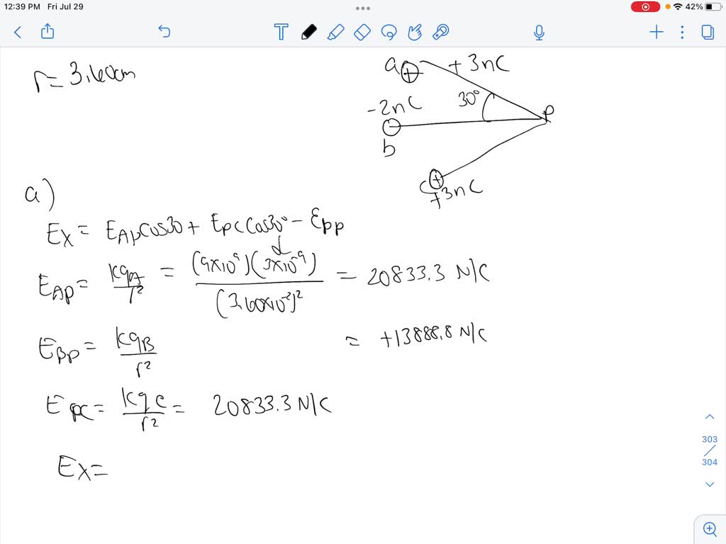 Solved Three Point Charges Are Located On A Circular Arc As Shown In