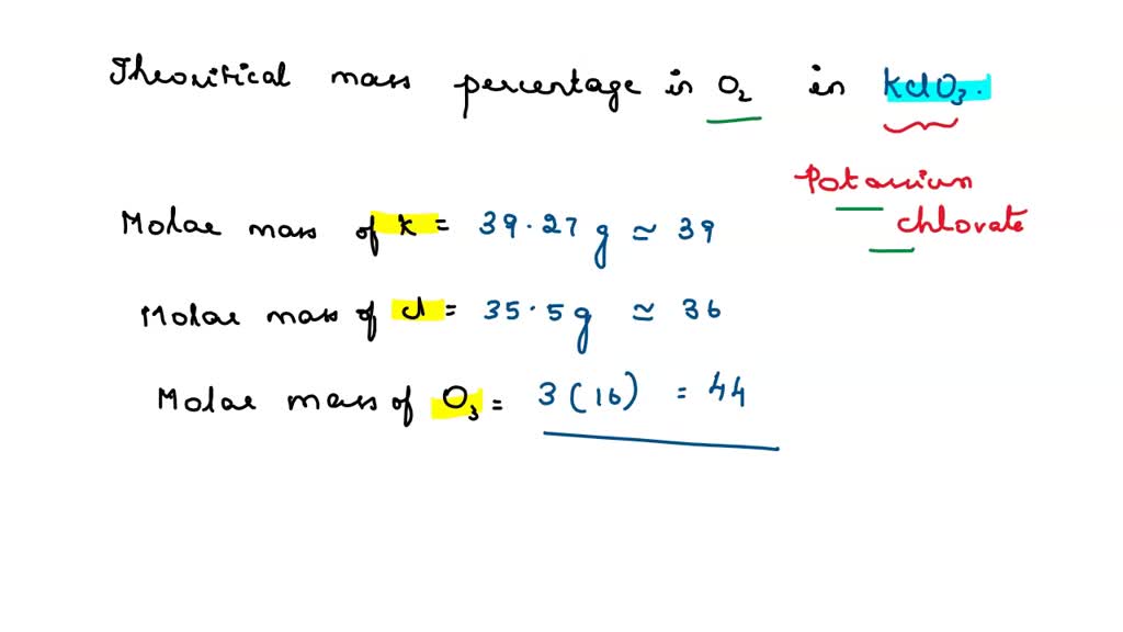 Solved Calculate The Theoretical Mass Percentage Of Oxygen In