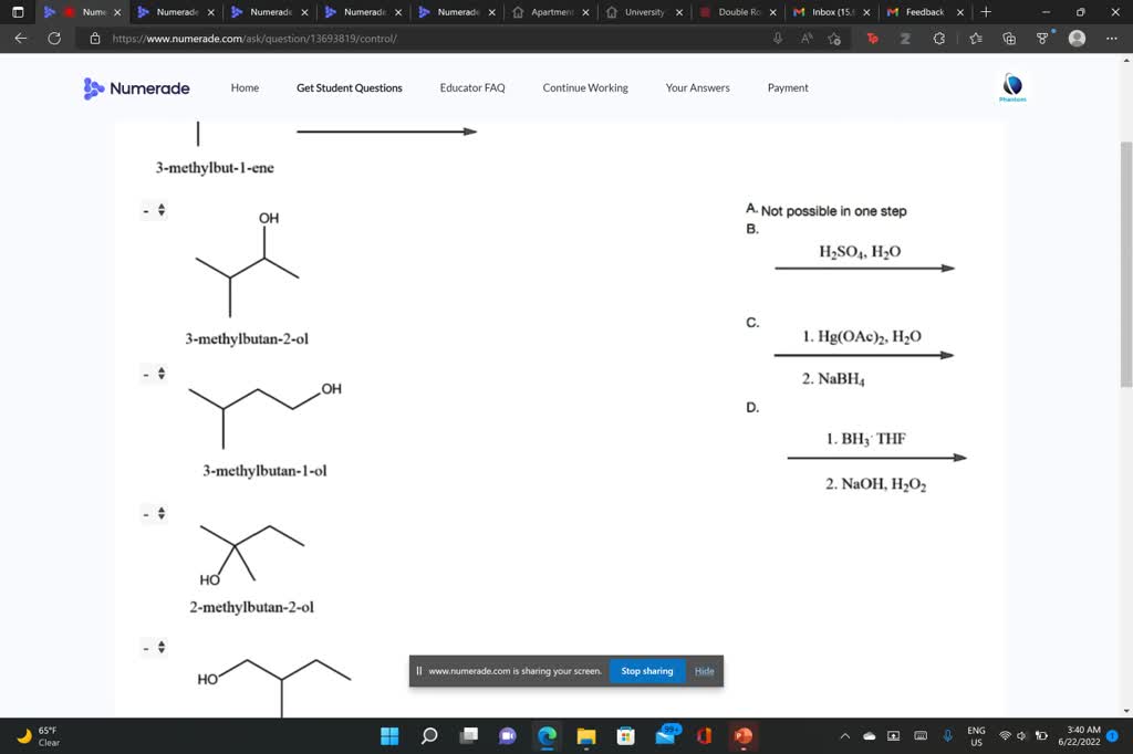 SOLVED Identily Reagent 3 BH THF PBr NaOH H Oz NaOH Hzo SOCIz BHz