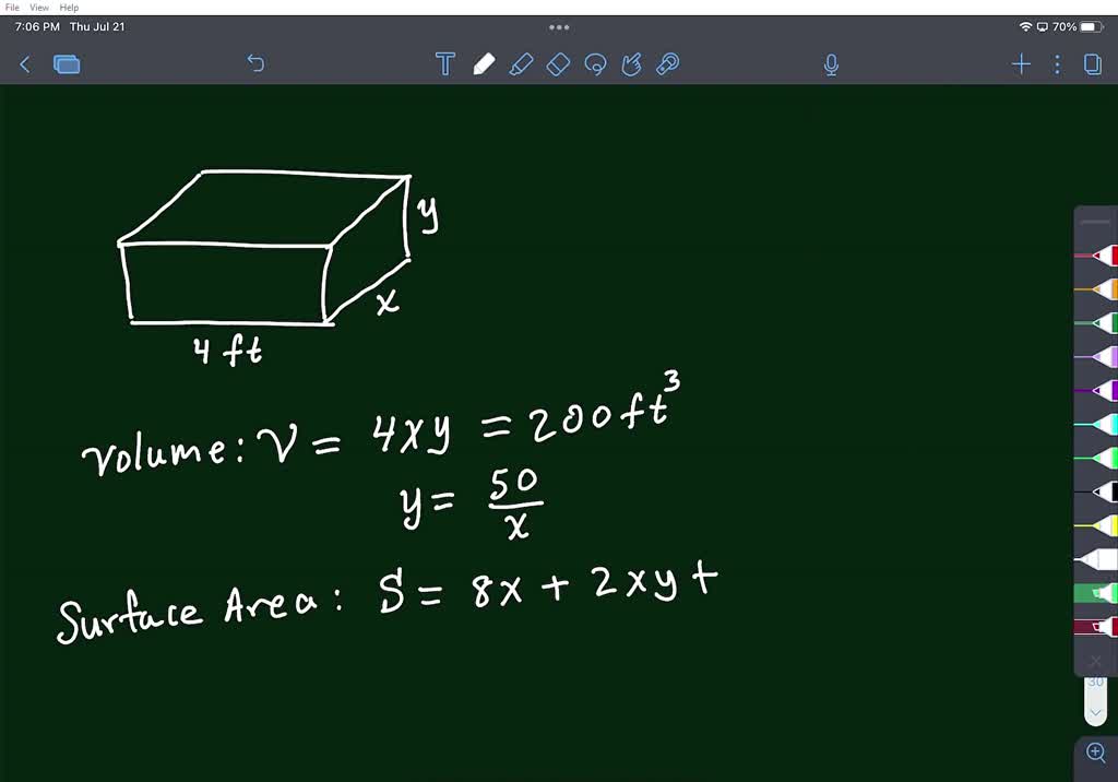 Solved Ur An Open Rectangular Box Is To Be Feet Long And Have