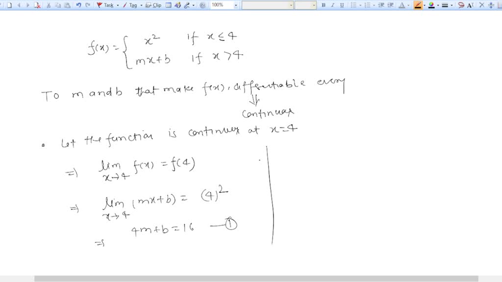 Solved Find The Values Of M And B That Make F X Differentiable