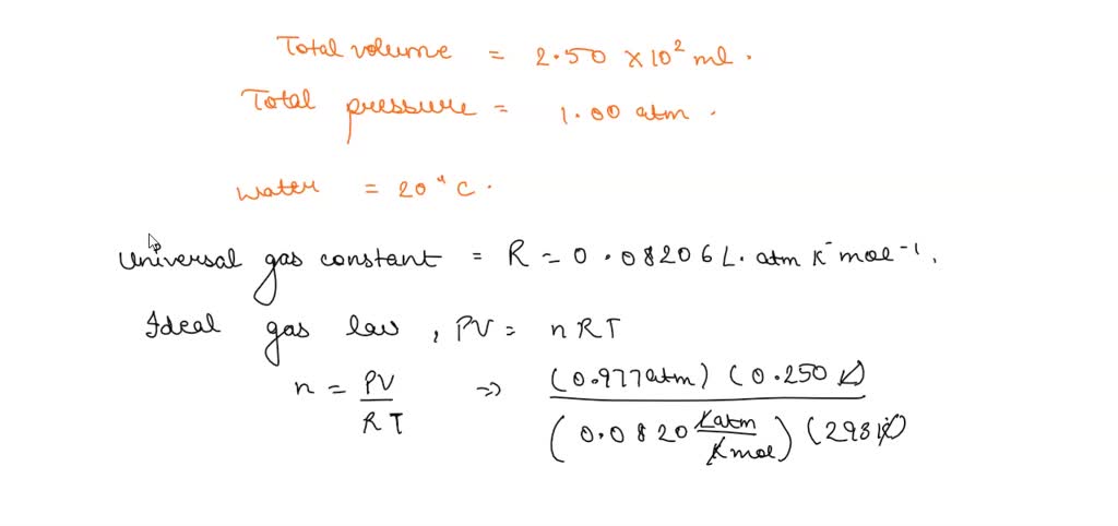 Solved A Sample Of Nitrogen Gas Was Collected Over Water At C