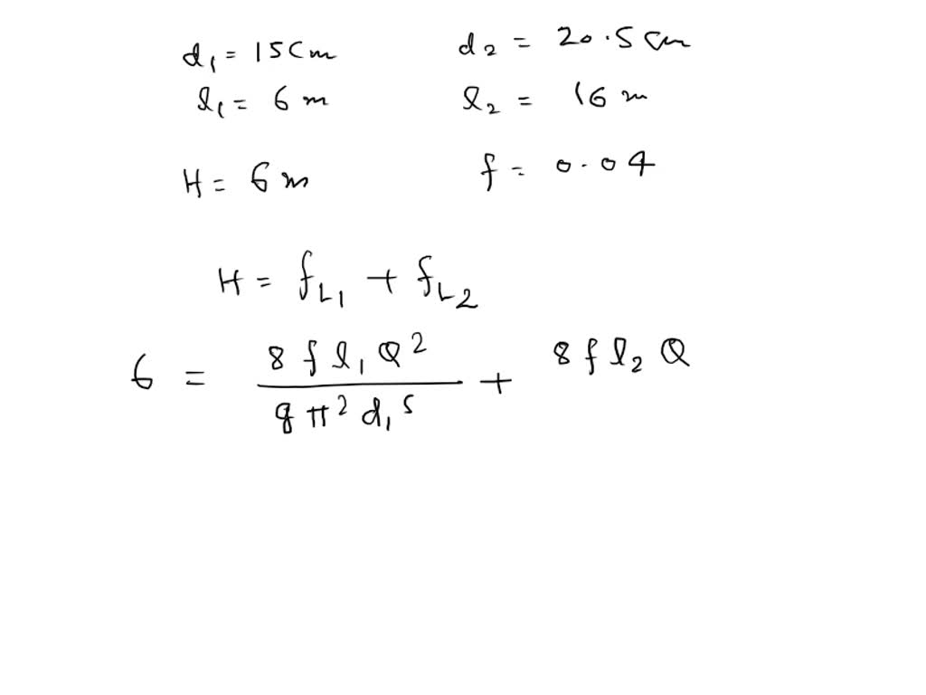 SOLVED Two Reservoirs Are Connected By A Pipe Line Consisting Of Two