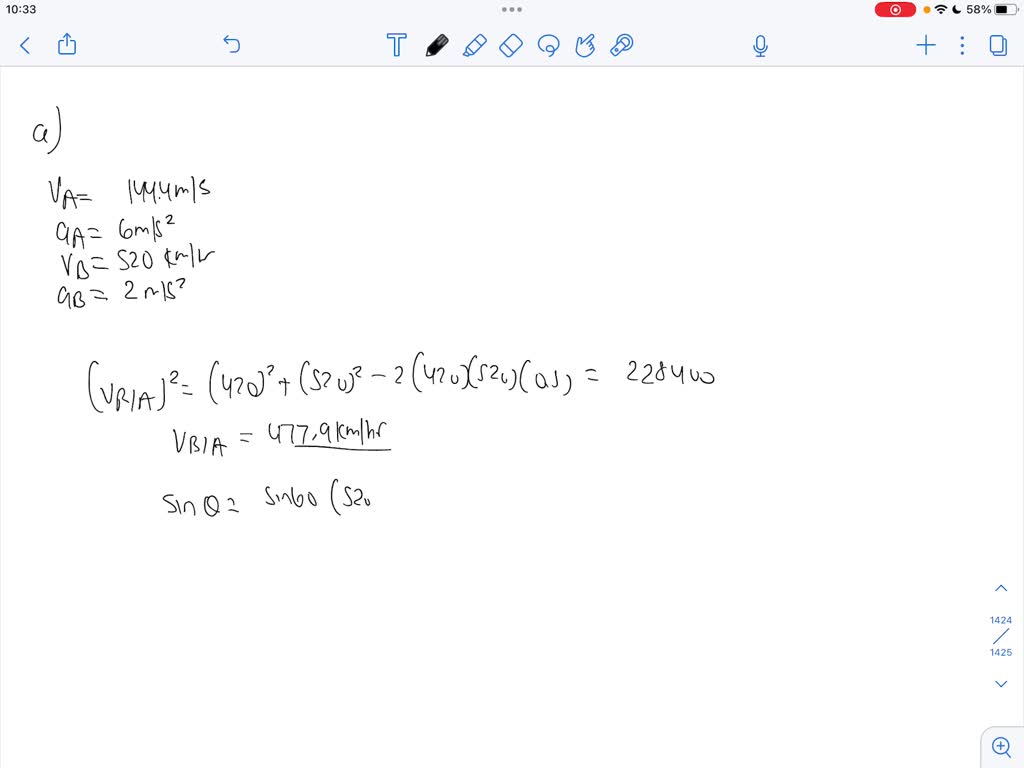 SOLVED At A Given Instant In An Airplane Race Airplane A Is Flying