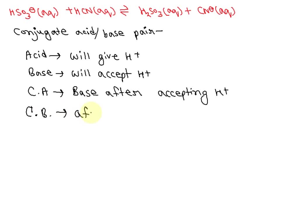 SOLVED Consider The Reaction Below Which Species Are Conjugate Acid