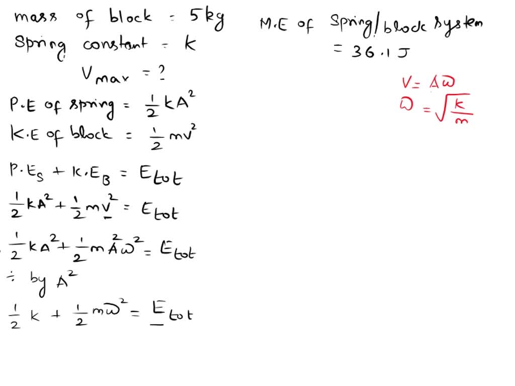 Solved A Block Of Mass M Kg Is Attached To A Spring Of Spring