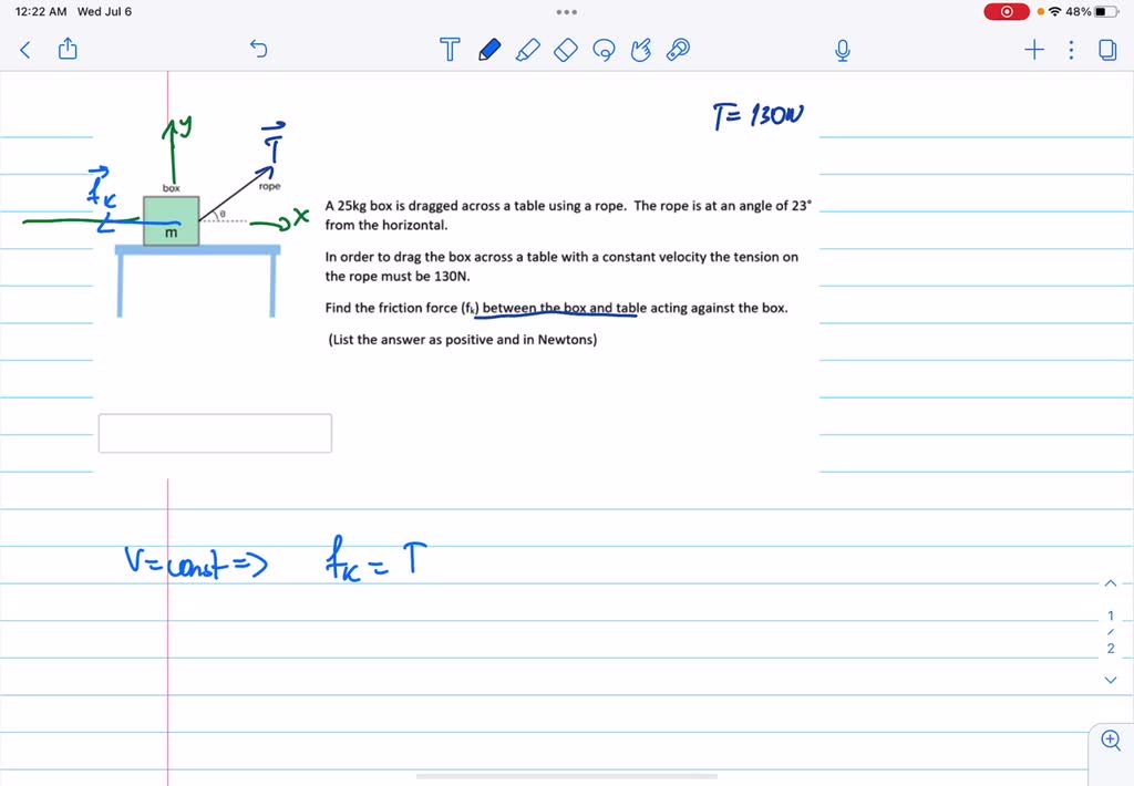 Solved Box Rope A Kg Box Is Dragged Across A Table Using A Rope The