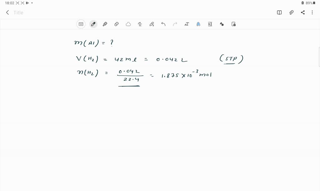 SOLVED Calculate The Mass Of Aluminum Required To Produce 42 ML Of