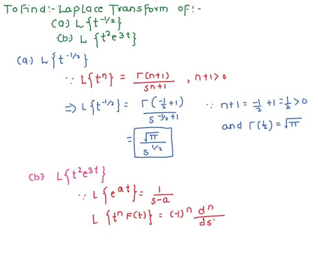 Solved Use The Definition To Calculate The Laplace Transform Of