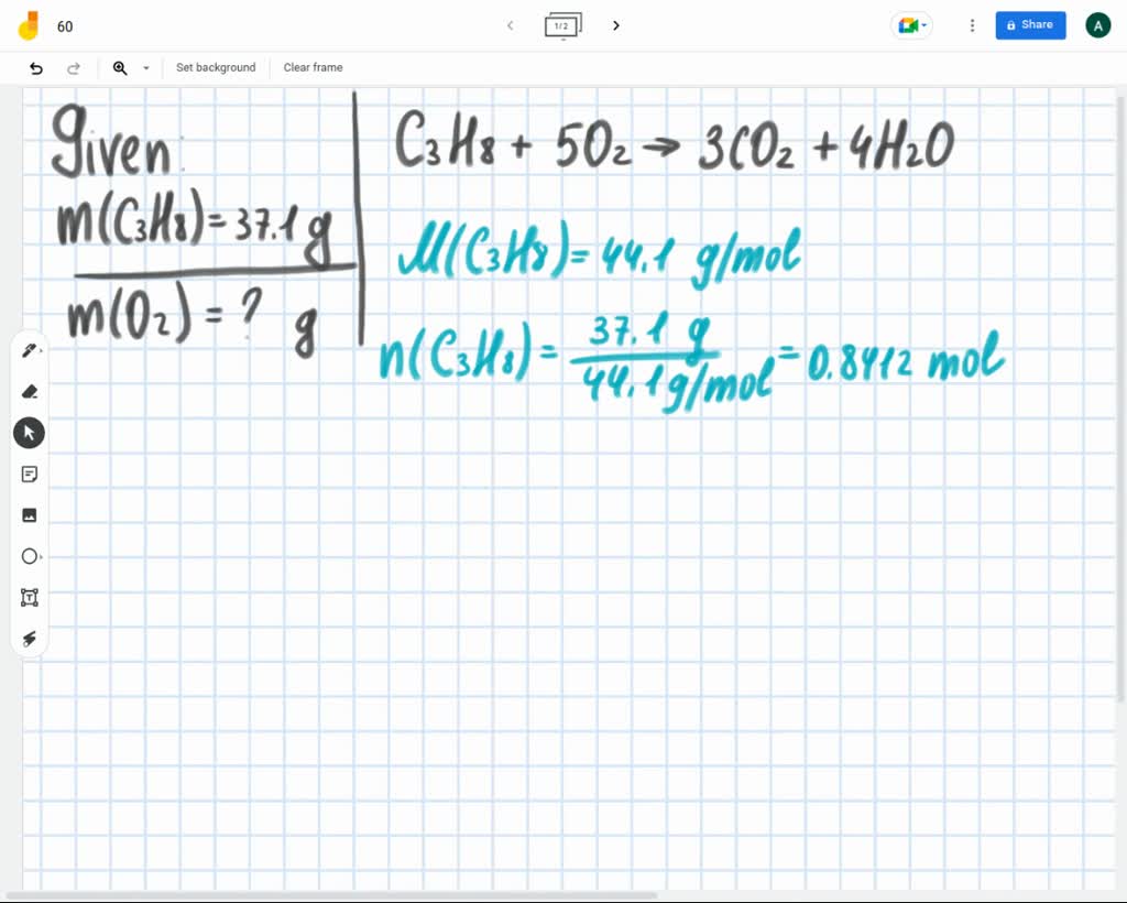 Solved The Combustion Of Propane May Be Described By The Chemical