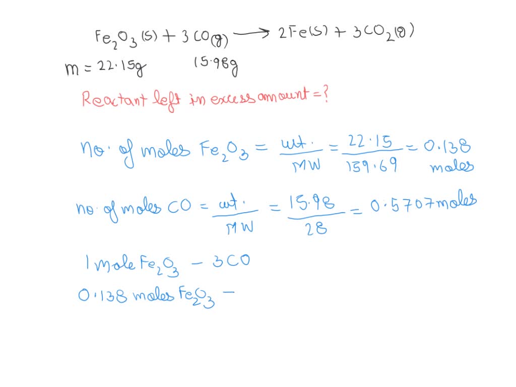 Solved Iron Iii Oxide Reacts With Carbon Monoxide According To The