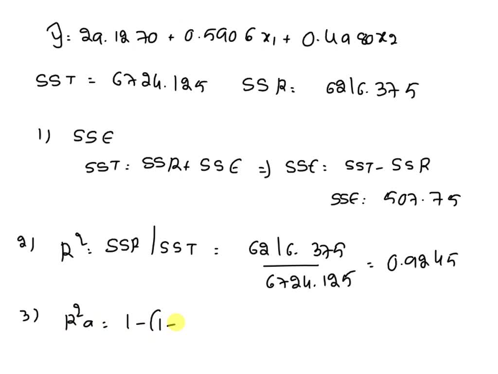 SOLVED M In Exercise 1 The Following Estimated Regression Equation