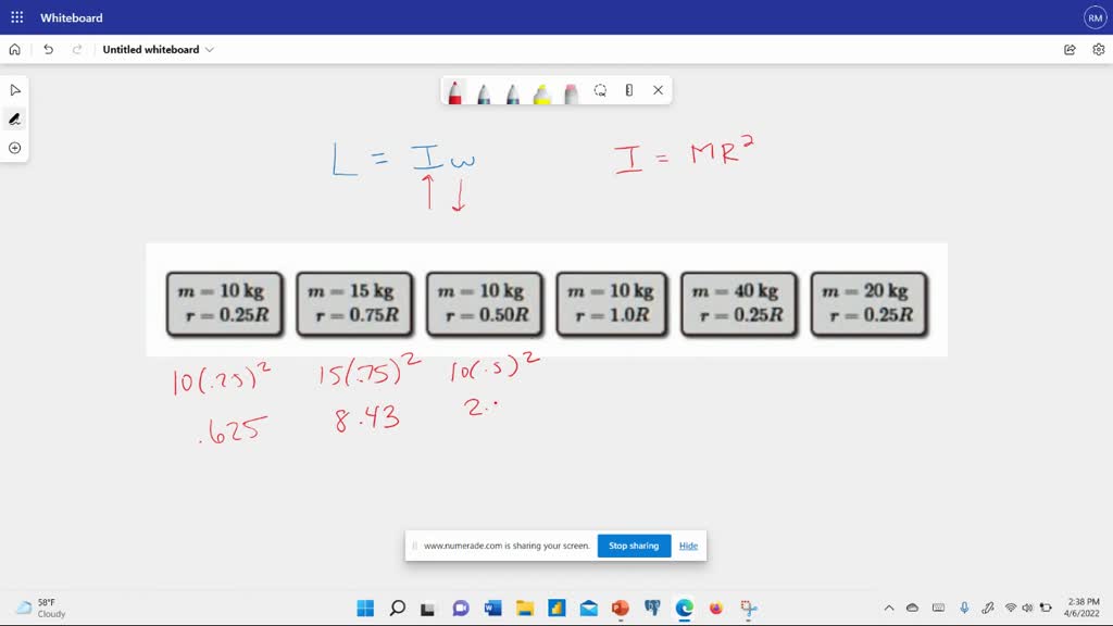 SOLVED Rank The Following Different Combinations Of Mass And Angular