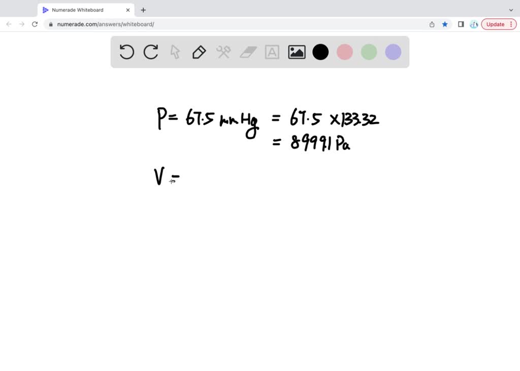 SOLVED A Sample Of Nitrogen Gas Has A Pressure Of 67 5mm Hg In A 500