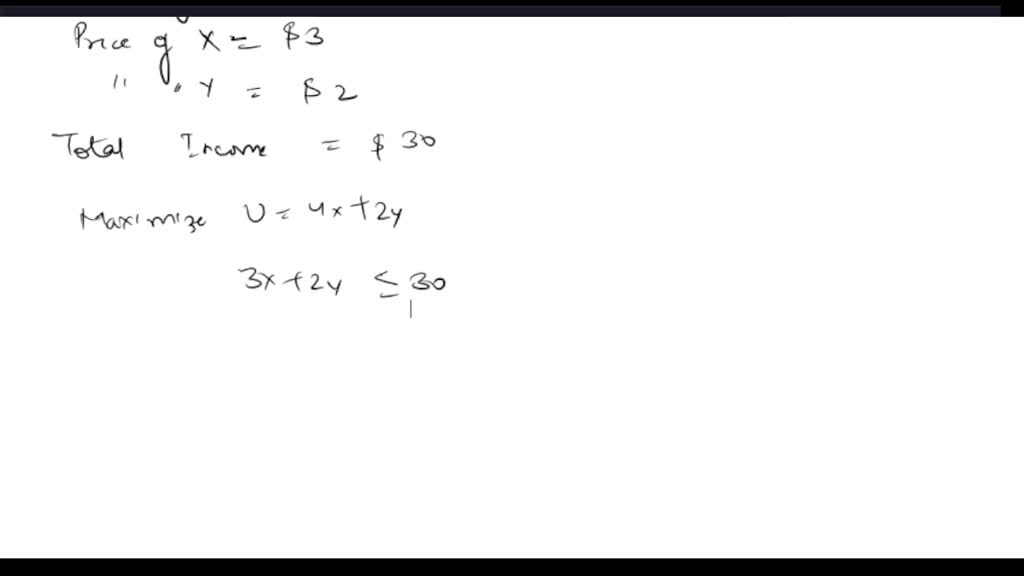 SOLVED Max Gross Has The Utility Function U X Y Maxx Y If The