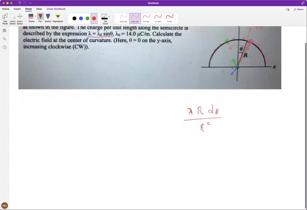 SOLVED Line Of Positive Charge Is Formed Into Semicircle Of Radius R