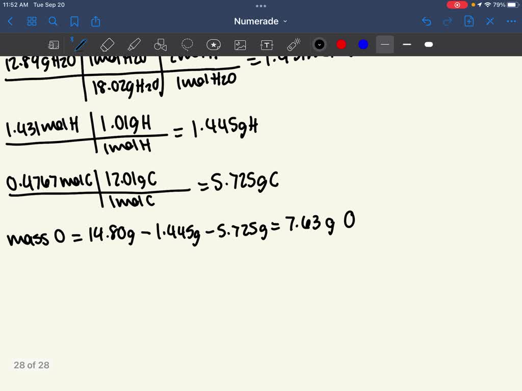 SOLVED A 10 89 Gram Sample Of An Organic Compound Containing C H And