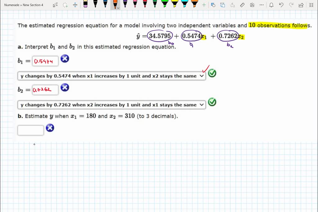 SOLVED Ex 7 Y Y Develop The Estimated Regression Equatian By