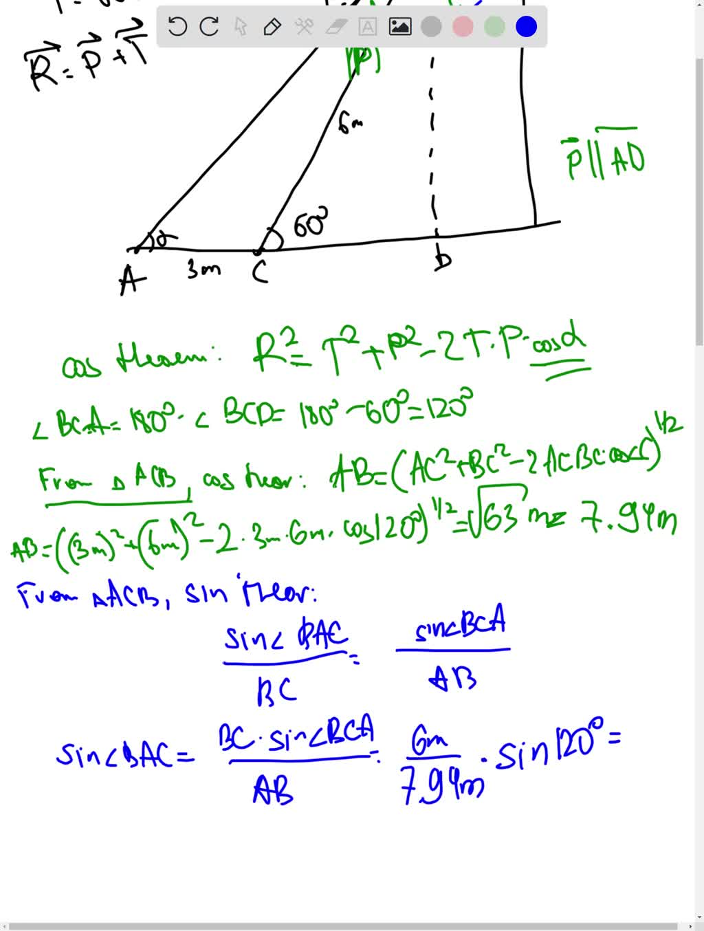 SOLVED T 6 M T 600 N P 80 N Single Equivalent Force R Find The