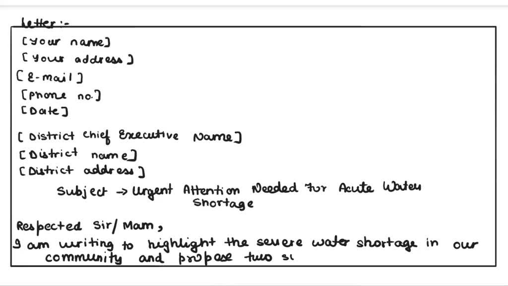 Solved Write A Letter To Your District Chief Executive About The Acute