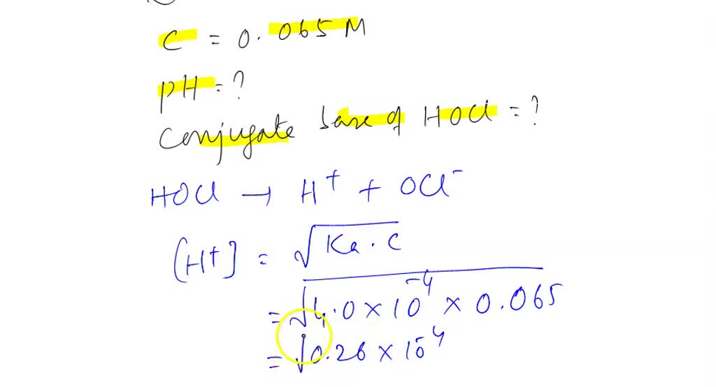 SOLVED Hypochlorous Acid HOCl Is A Weak Acid Commonly Used As A