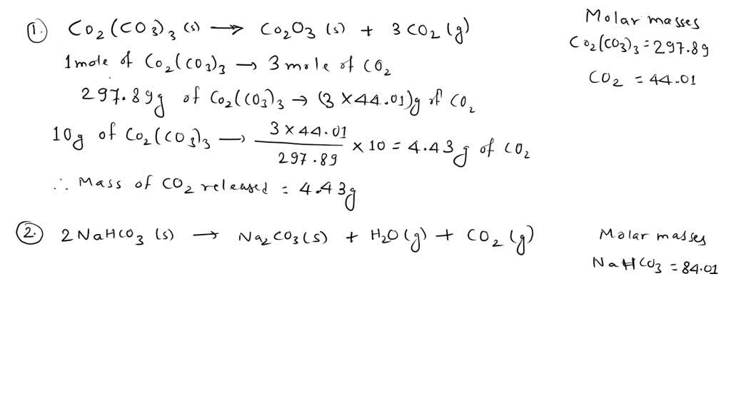 Solved Question Calculate The Mass Of Carbon Dioxide Released From