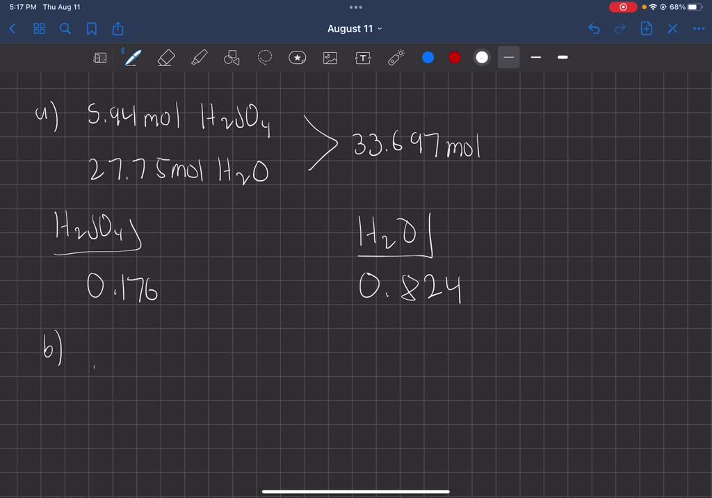 Solved Calculate The Mole Fraction Of Each Solute And Solvent A