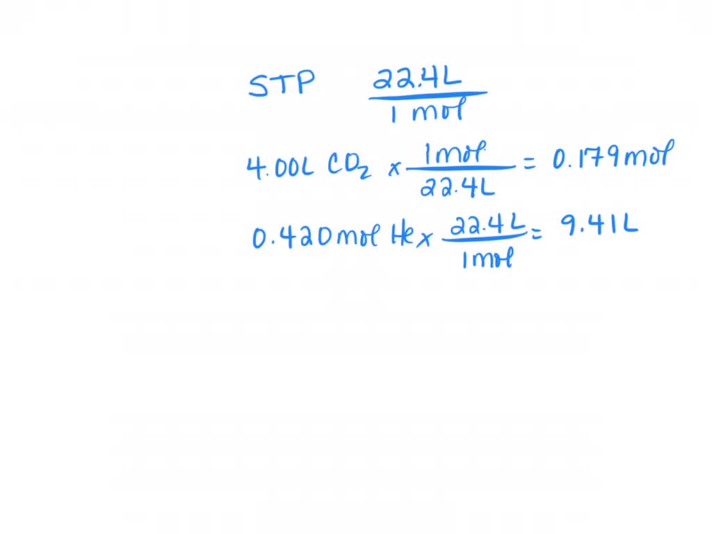 SOLVED Use The Molar Volume To Calculate Each Of The Following At STP