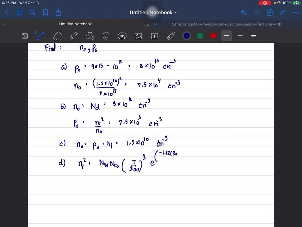 SOLVED Determine The Equilibrium Electron And Hole Concentrations In