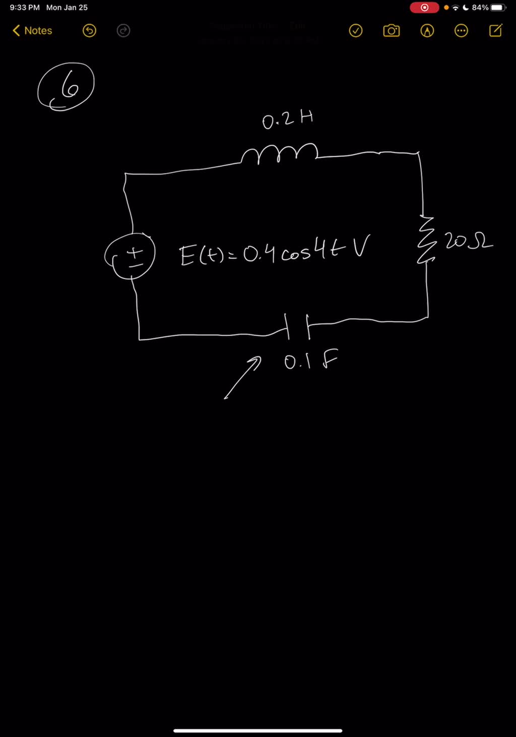 An Rlc Series Circuit Has A Voltage Source Given By E T Volts A