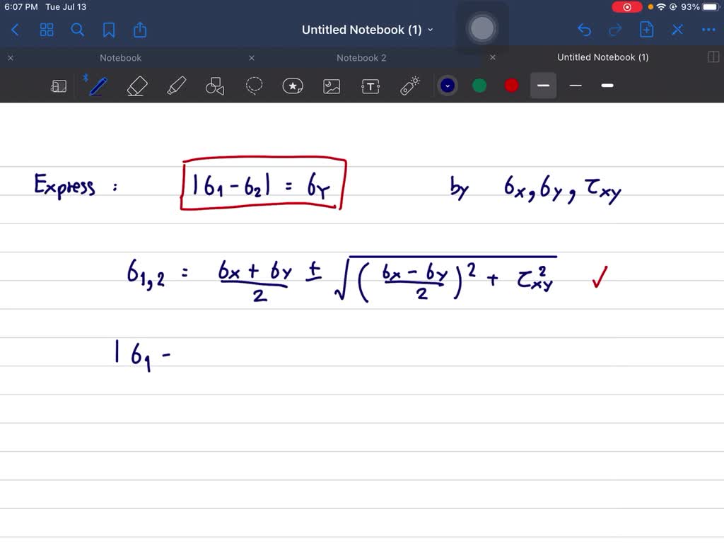 SOLVED For the state of stress shown determine two values of σy for